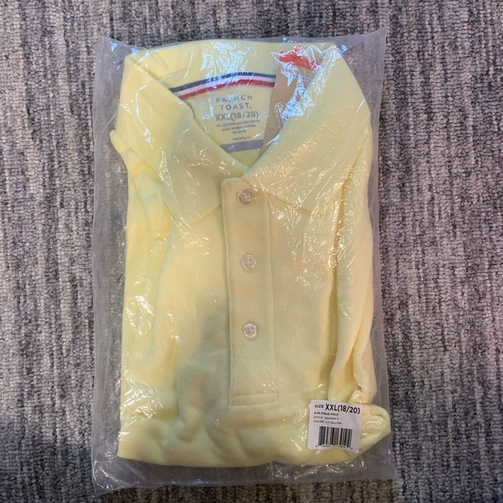 French‎ Toast Boys Girls XXL School Uniform Polo Shirt Yellow Short Sleeve New
